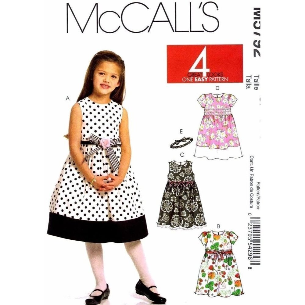 McCall's Sewing Pattern 5792 Toddler Child Dress Headband Size 1-3